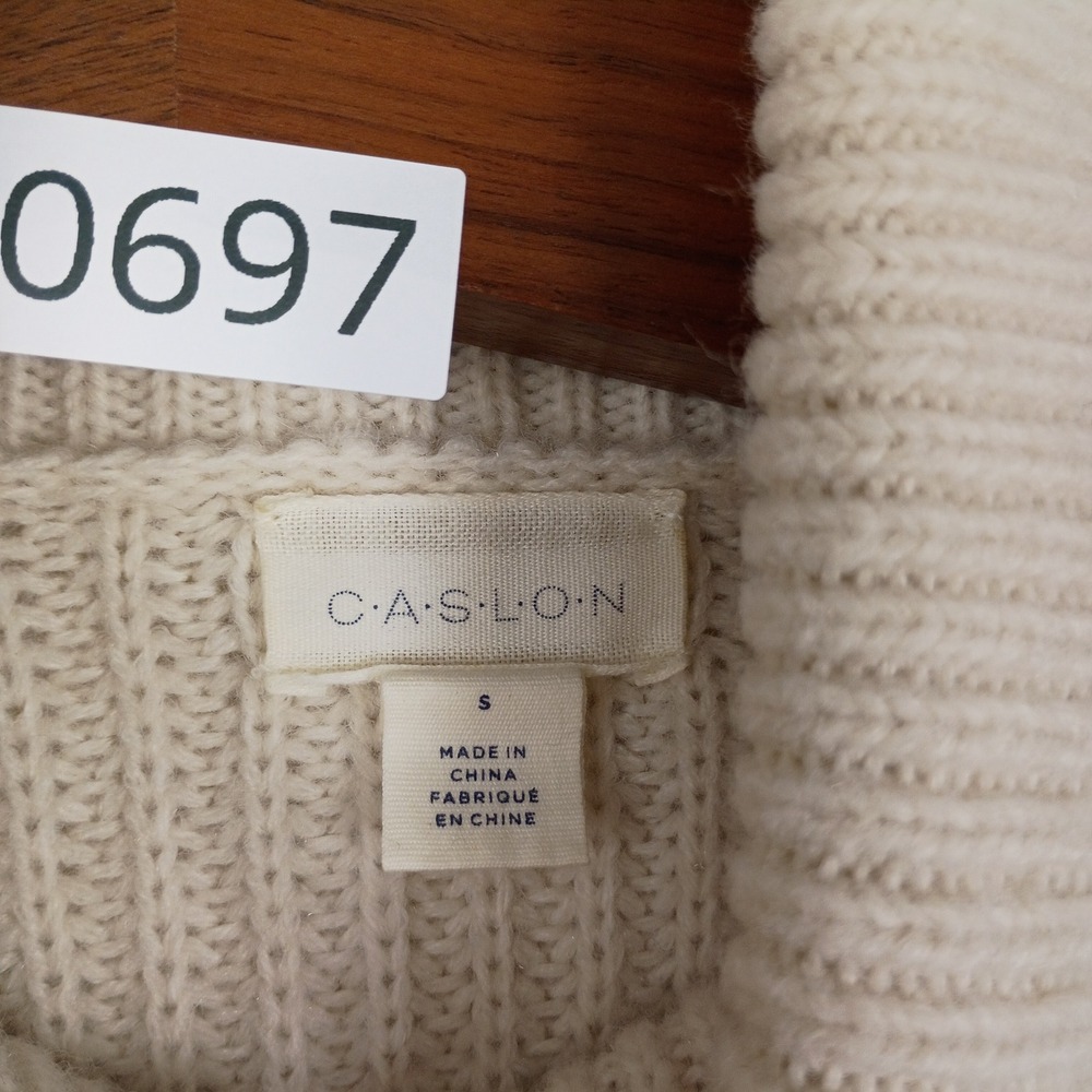 Caslon Turtleneck Sweater Womens Small Cream Textured Knit Cottage Soft - Picture 6 of 6